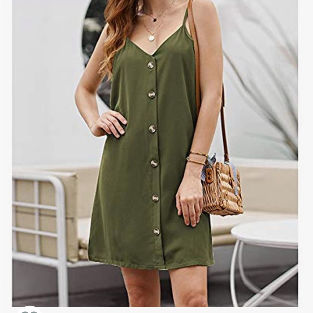 Olive green button down dress
